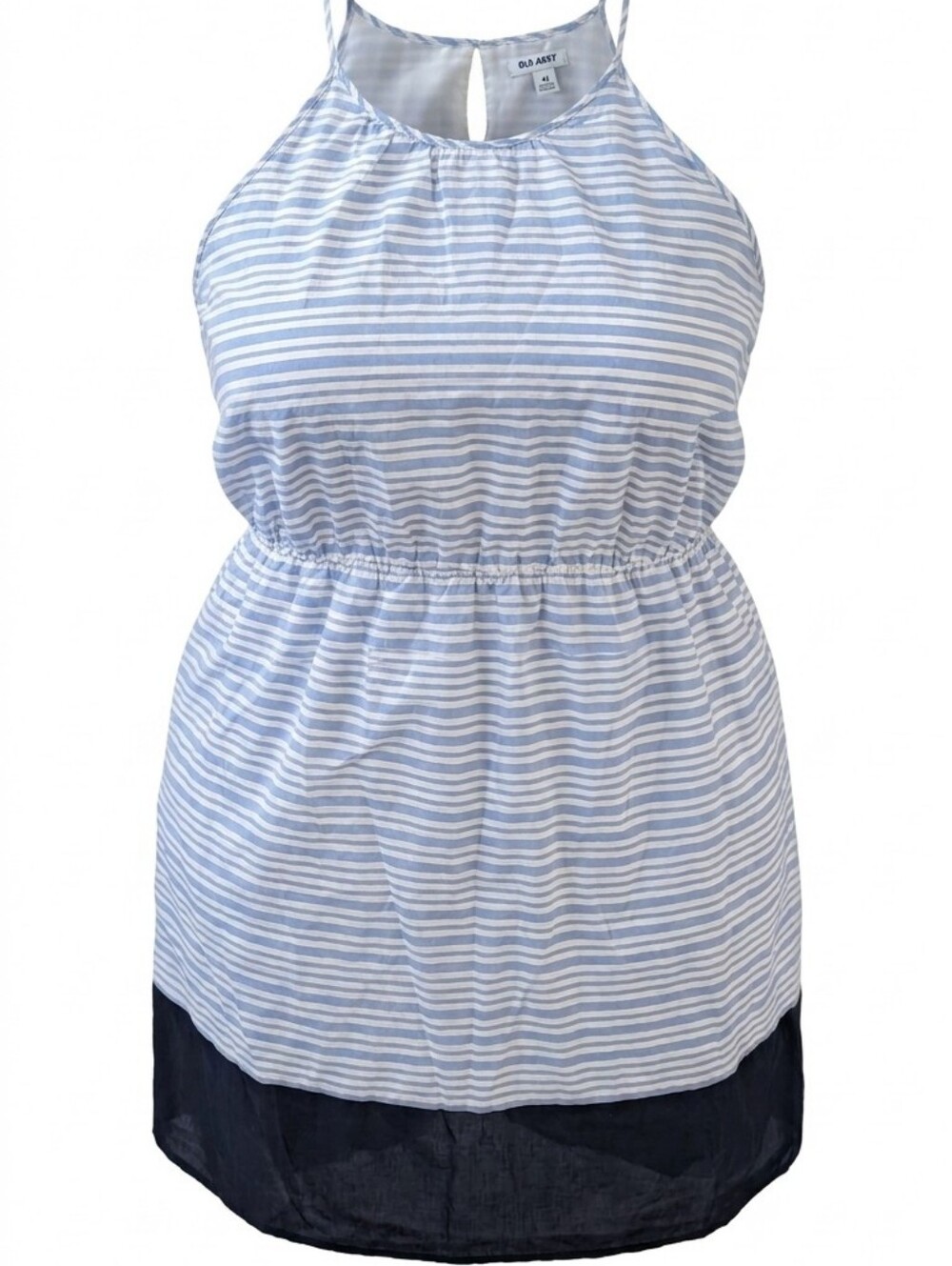 Old Navy Plus Size Blue White Striped Halter Cotton Casual Relaxed Fit Dress 4X